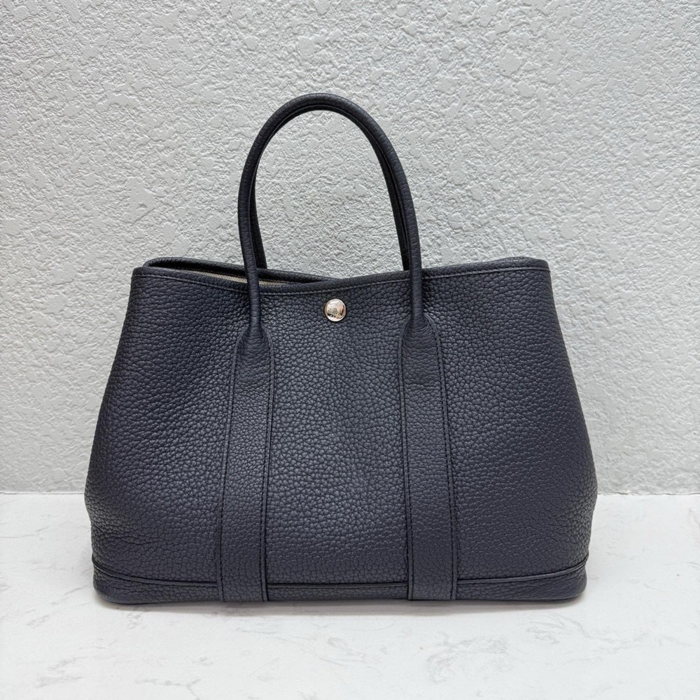 Hermes Garden Party 30 Z 2021 Navy Silver Hardware Handbag Negonda